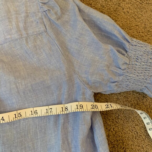 J. Crew Linen Ruffle Collar Blouse (M, French Blue) - Picture 6 of 6